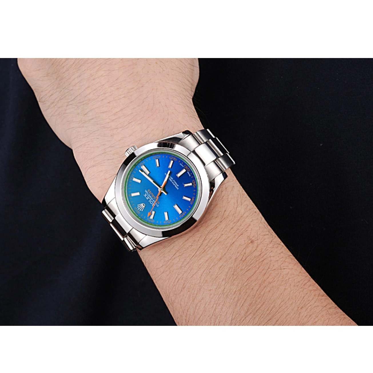 Good Copy Rolex Watches Steel Blue Case And 622838 Rolex Stainless Bezel Dial Milgauss 0729